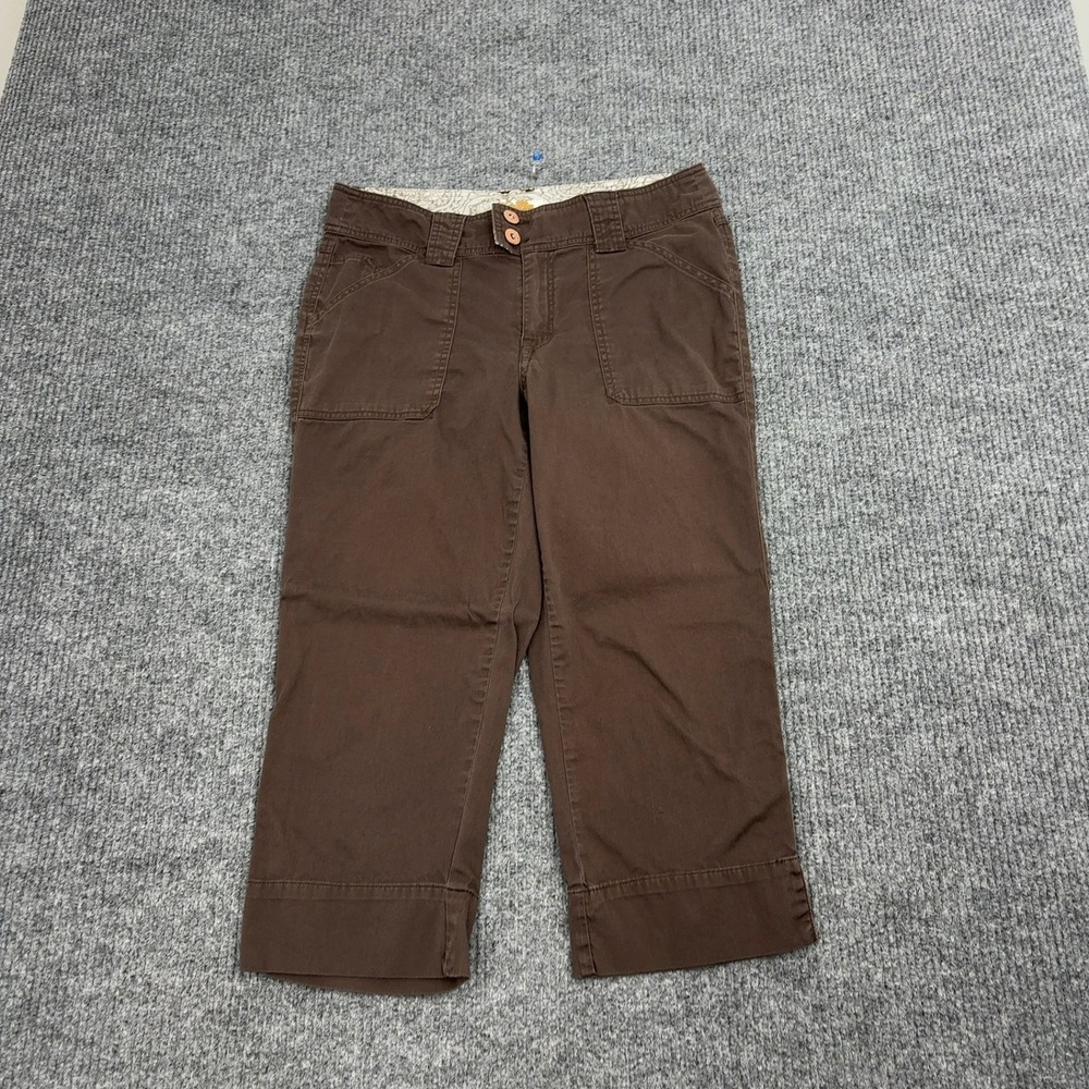 Z Cavaricci Capri Pants Womens 8 Brown Cotton Stretch Utility Casual Cargo‎ Y2K